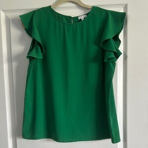 TCEC Green Ruffled Flutter Sleeve Blouse